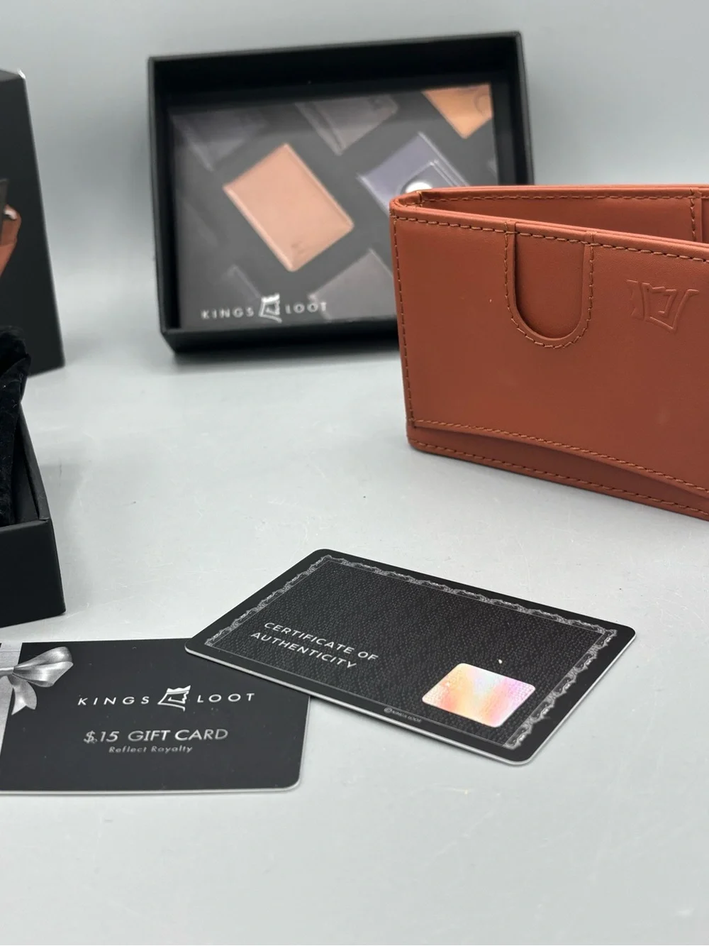 NIB Kings Loot brown full grain leather money clip slim minimalist wallet